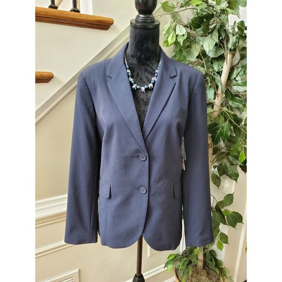 George Women's Blue Polyester Long Sleeve Two Button Single Breasted Blazer 18 - Picture 1 of 12